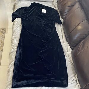 Zara Black Velvet Midi Dress